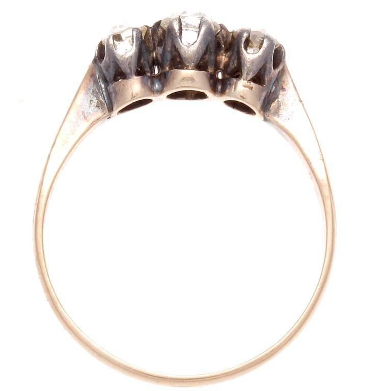 Women's Victorian Three-Stone Diamond Gold Ring