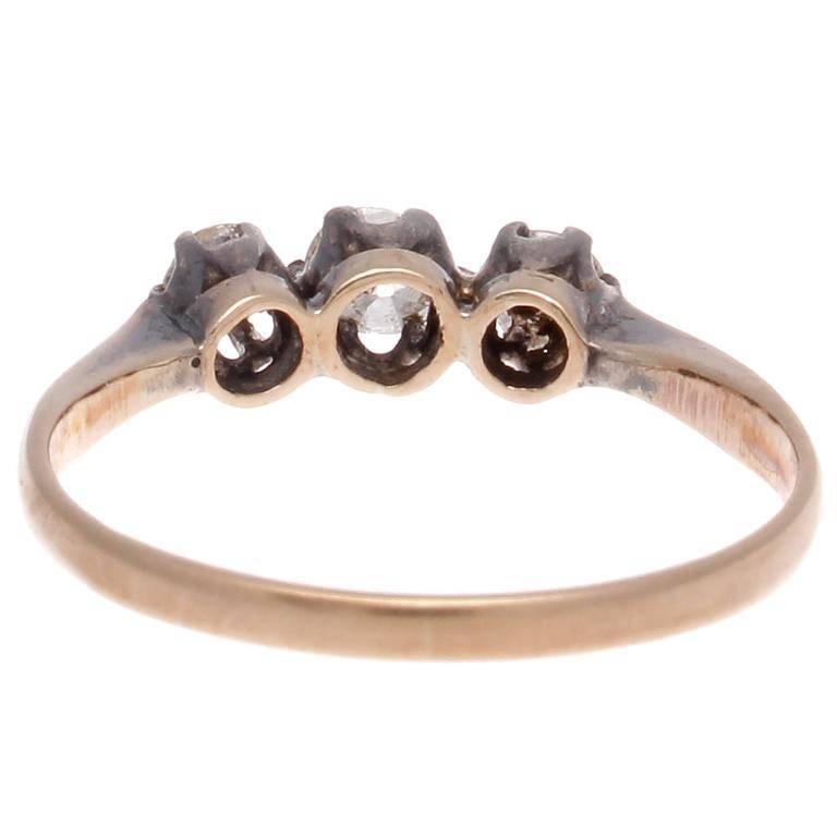Victorian Three-Stone Diamond Gold Ring 1