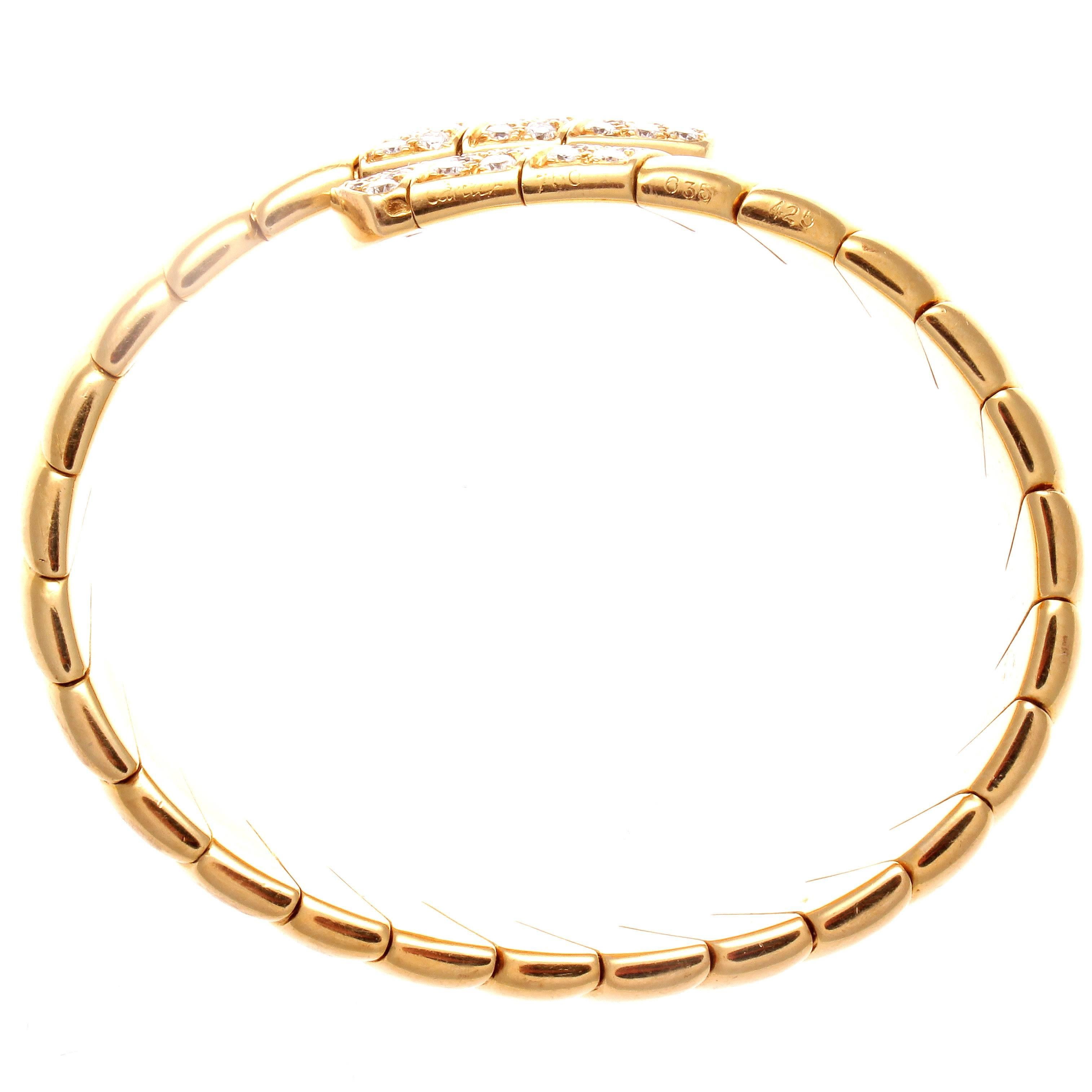 Modern Cartier Diamond Gold Cuff Bracelet