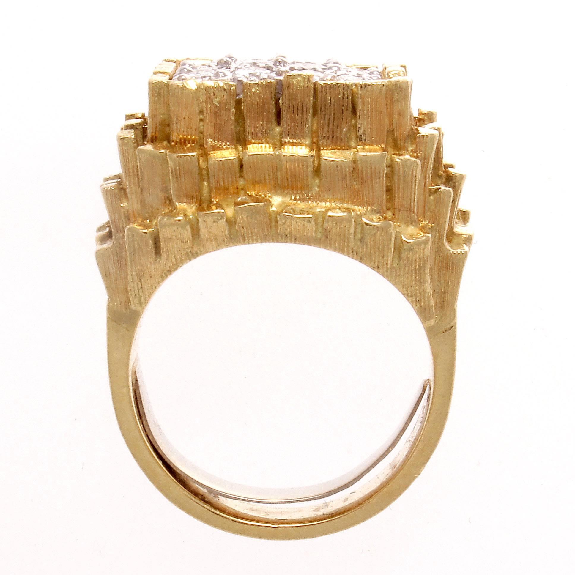 Hammerman Brothers Diamond Gold Ring In Excellent Condition In Beverly Hills, CA