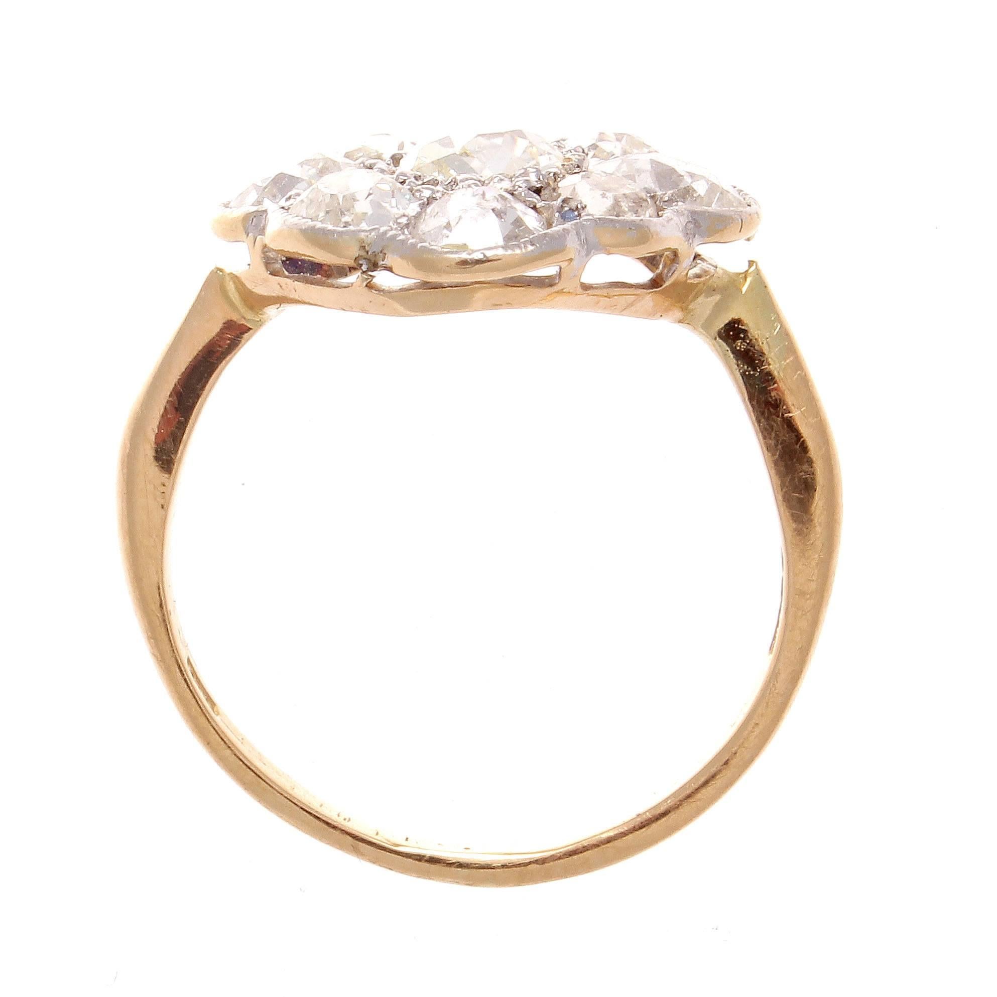 Victorian Antique Old European Diamond Gold Cluster Ring