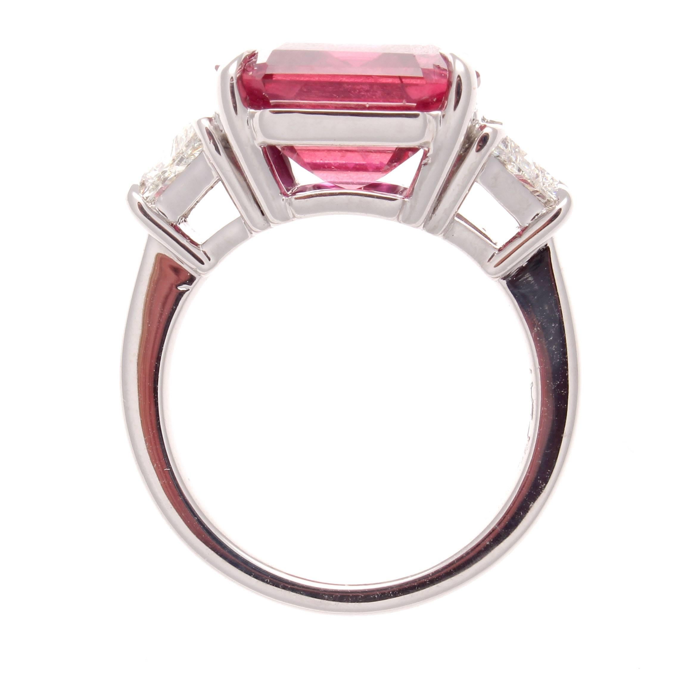 Cushion Cut SSEF Certified 10.02 Carat Ruby Diamond Platinum Ring