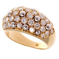 Cartier Diamond Hematite Gold Dome Ring