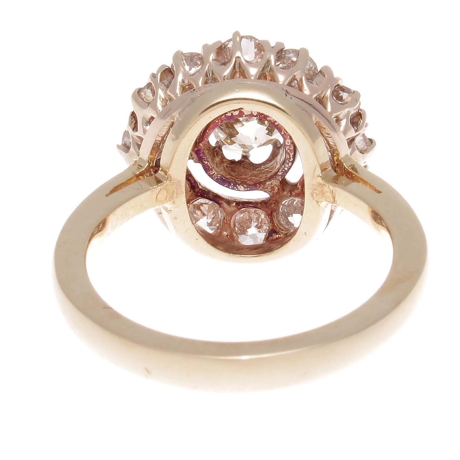 Women's Victorian Diamond Gold Silver Cluster Ring