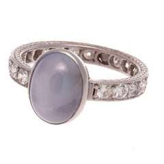 Art Deco Star Sapphire Diamond Platinum Ring
