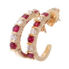 1960s Ruby Diamond Gold Earrings