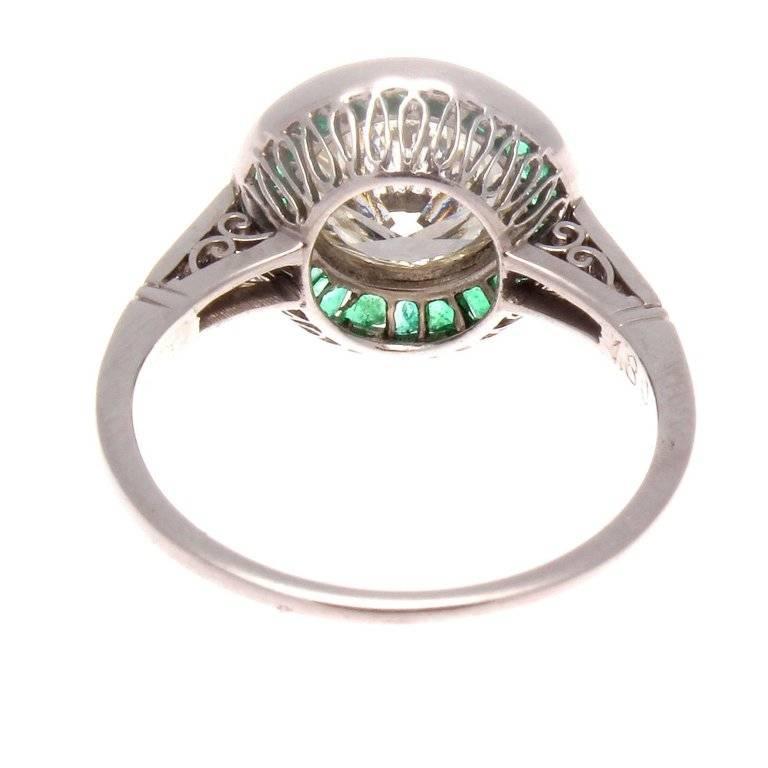 1.80 Carat Diamond Emerald Platinum Ring In Excellent Condition In Beverly Hills, CA