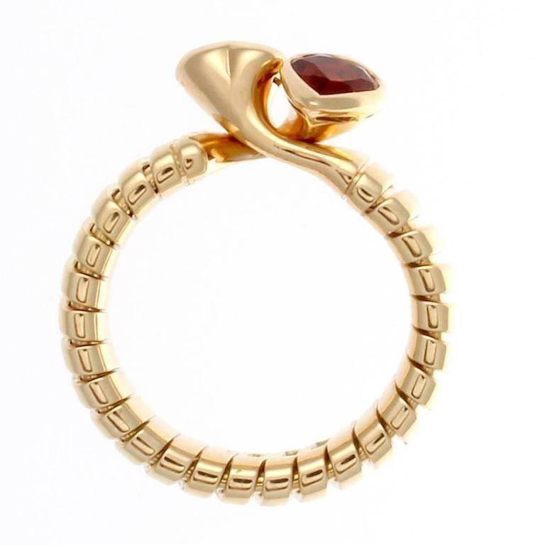 Modern Bulgari Interlocking Citrine Peridot Heart Gold Ring