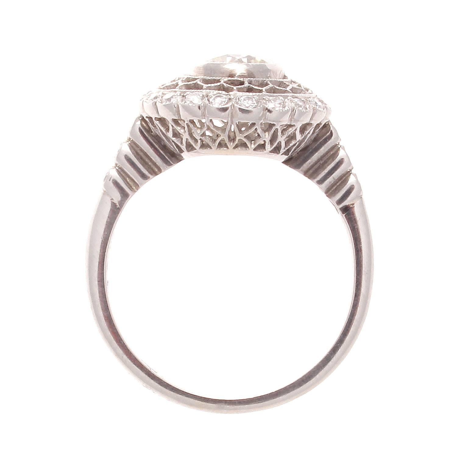 Art Deco 0.76 Carat Diamond Platinum Engagement Ring