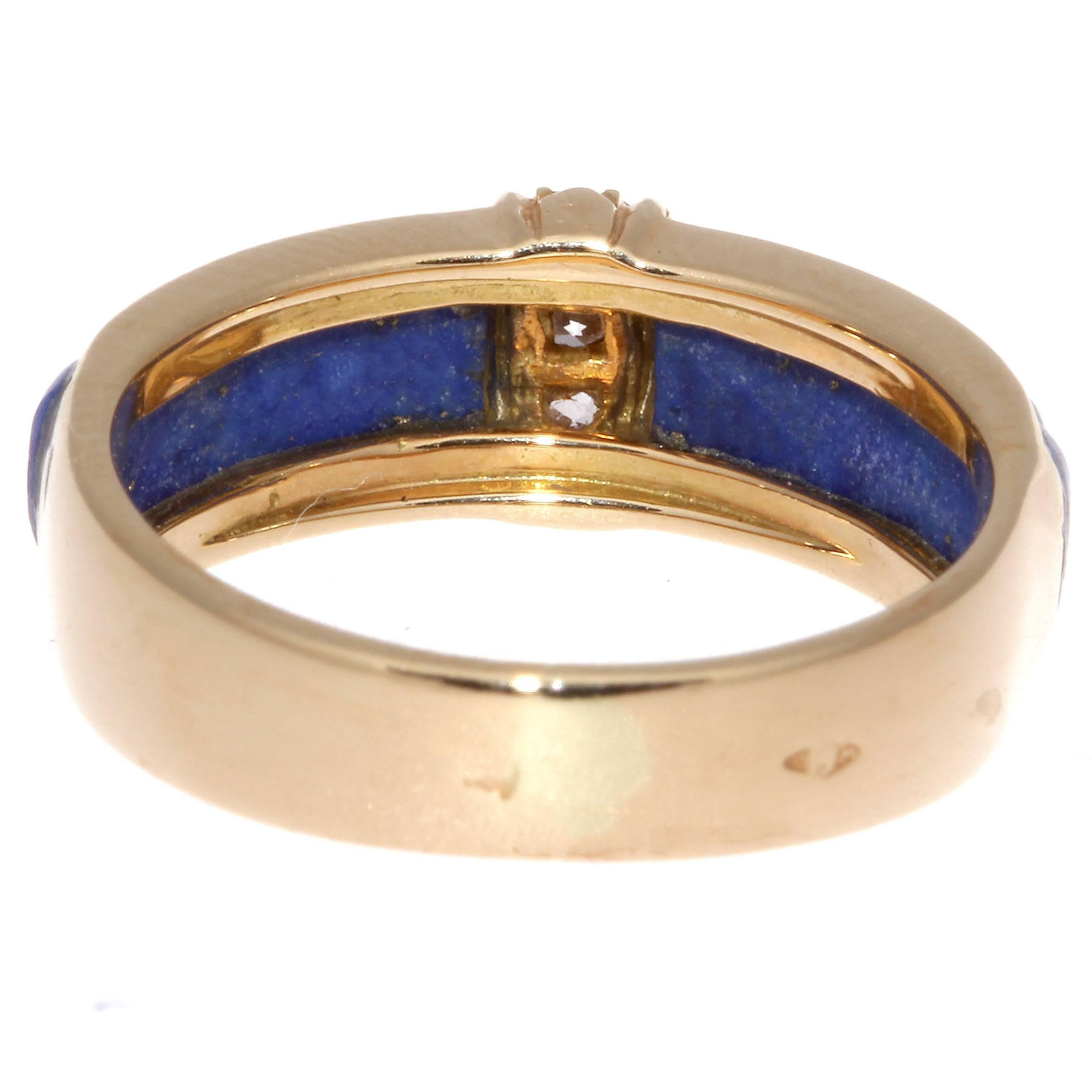 Van Cleef & Arpels Lapis Diamond Gold Ring In Excellent Condition In Beverly Hills, CA