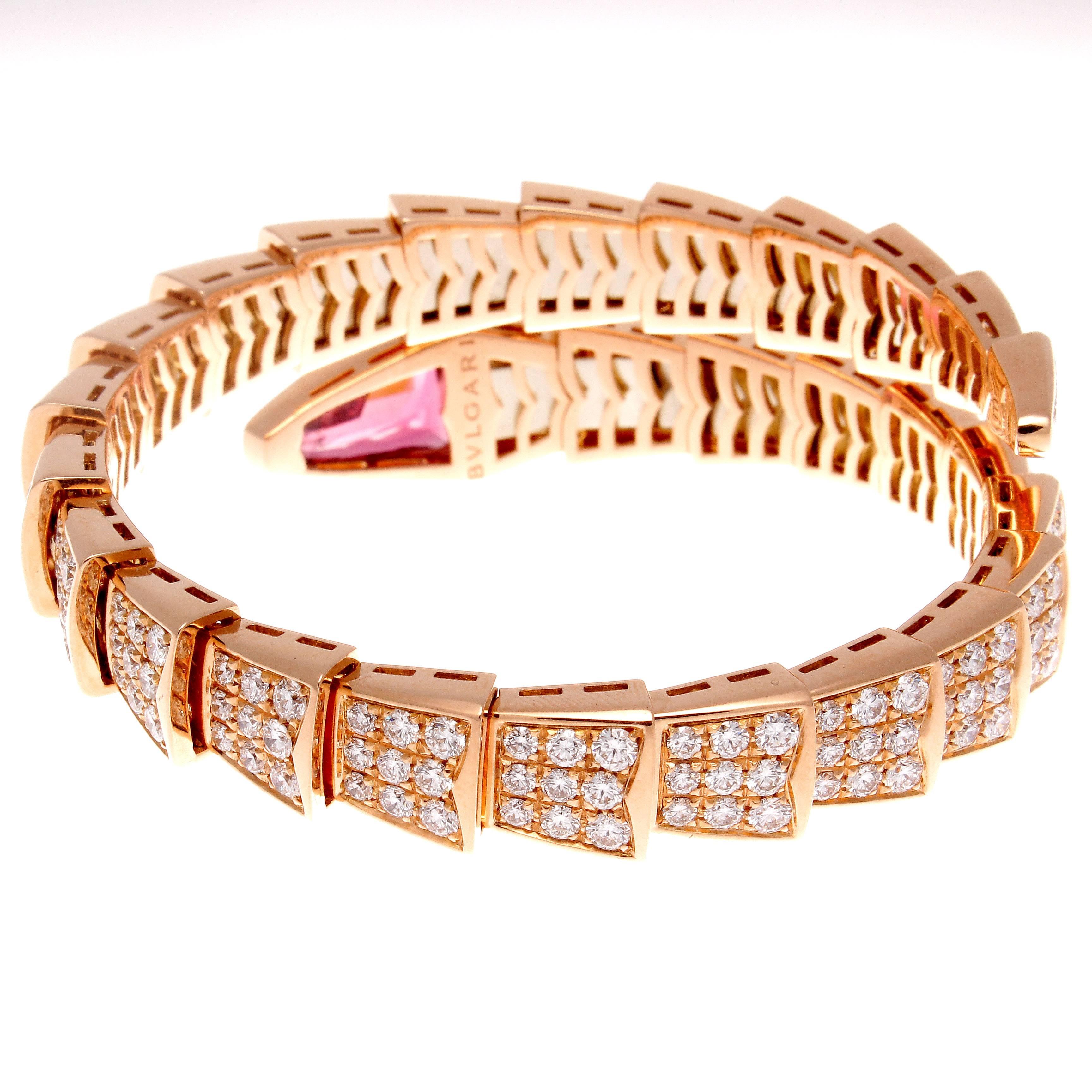 Modern Bulgari Serpenti Tourmaline Diamond Gold Bracelet