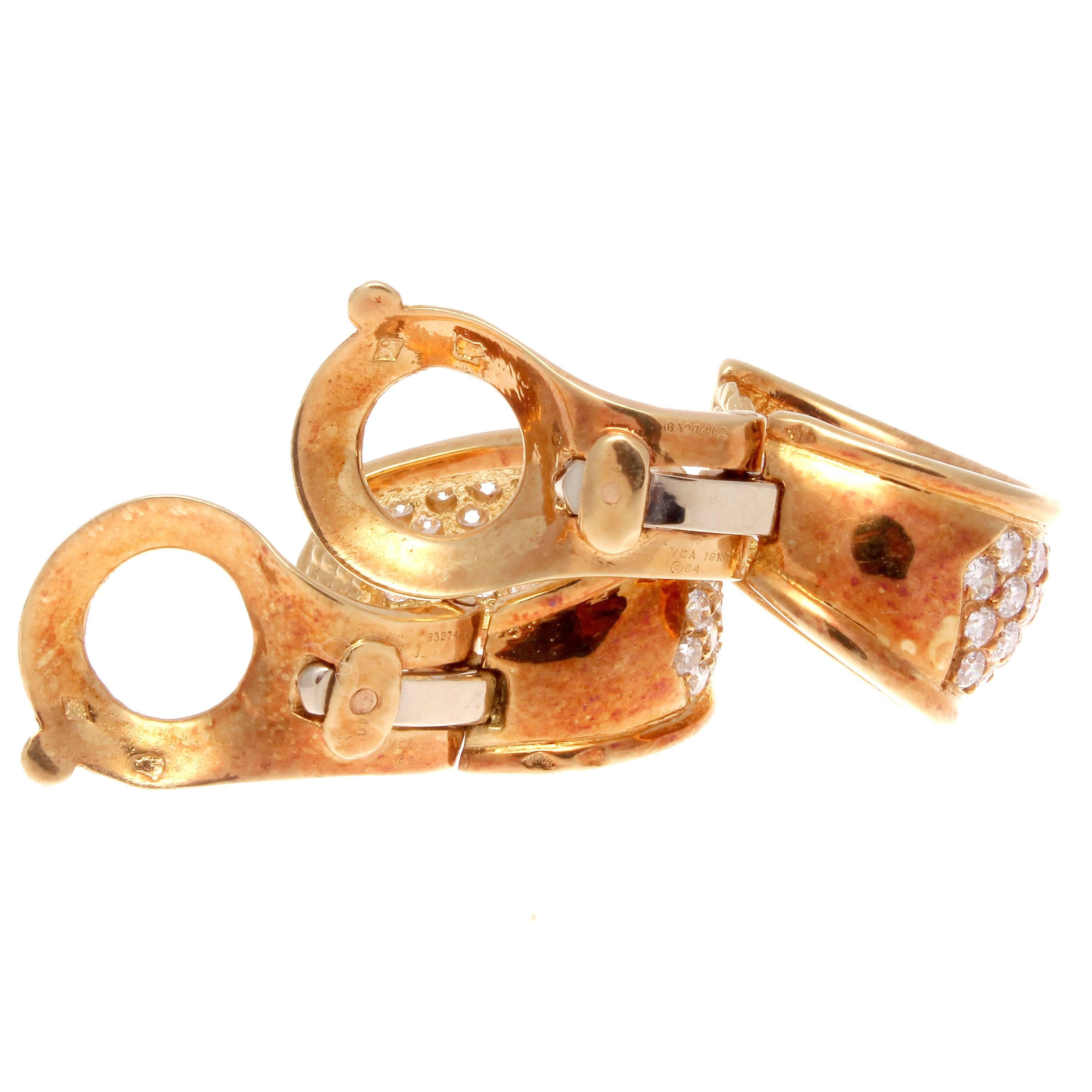Modern Van Cleef & Arpels Diamond Gold Hoop Earrings
