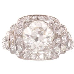Art Deco 1.92 Carat Diamond Platinum Engagement Ring