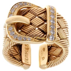 Hermes Buckle Diamond Gold Ring