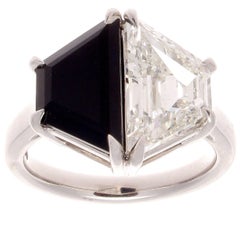 GIA Certified 2.27 Carat Diamond Onyx Platinum Ring