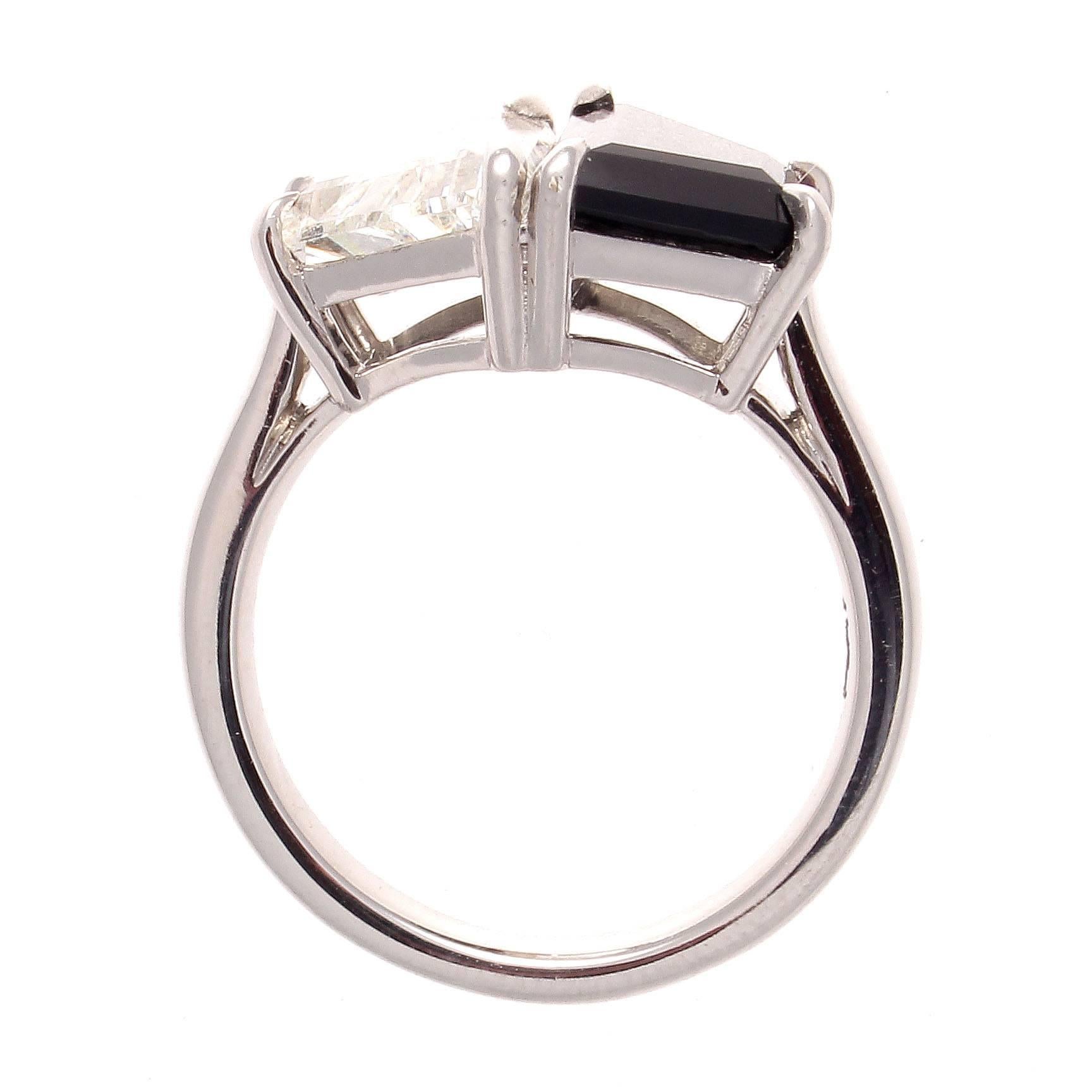 GIA Certified 2.27 Carat Diamond Onyx Platinum Ring In Excellent Condition In Beverly Hills, CA