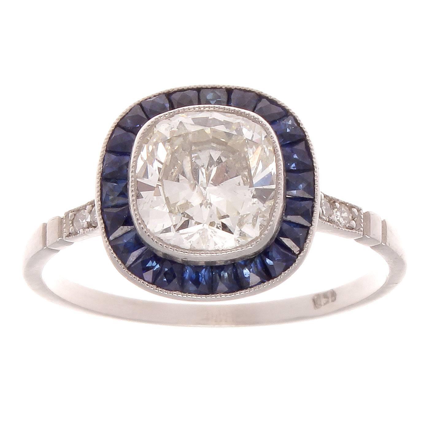 1.34 Diamond Sapphire Ring