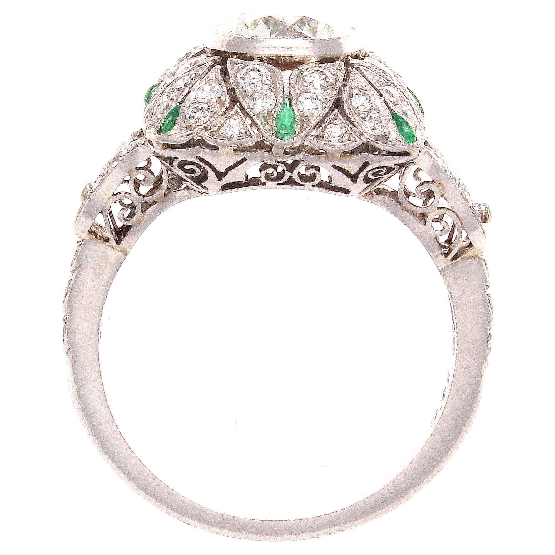 Women's Diamond Emerald Platinum Engagement Ring