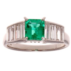 Emerald Diamond Platinum Engagement Ring