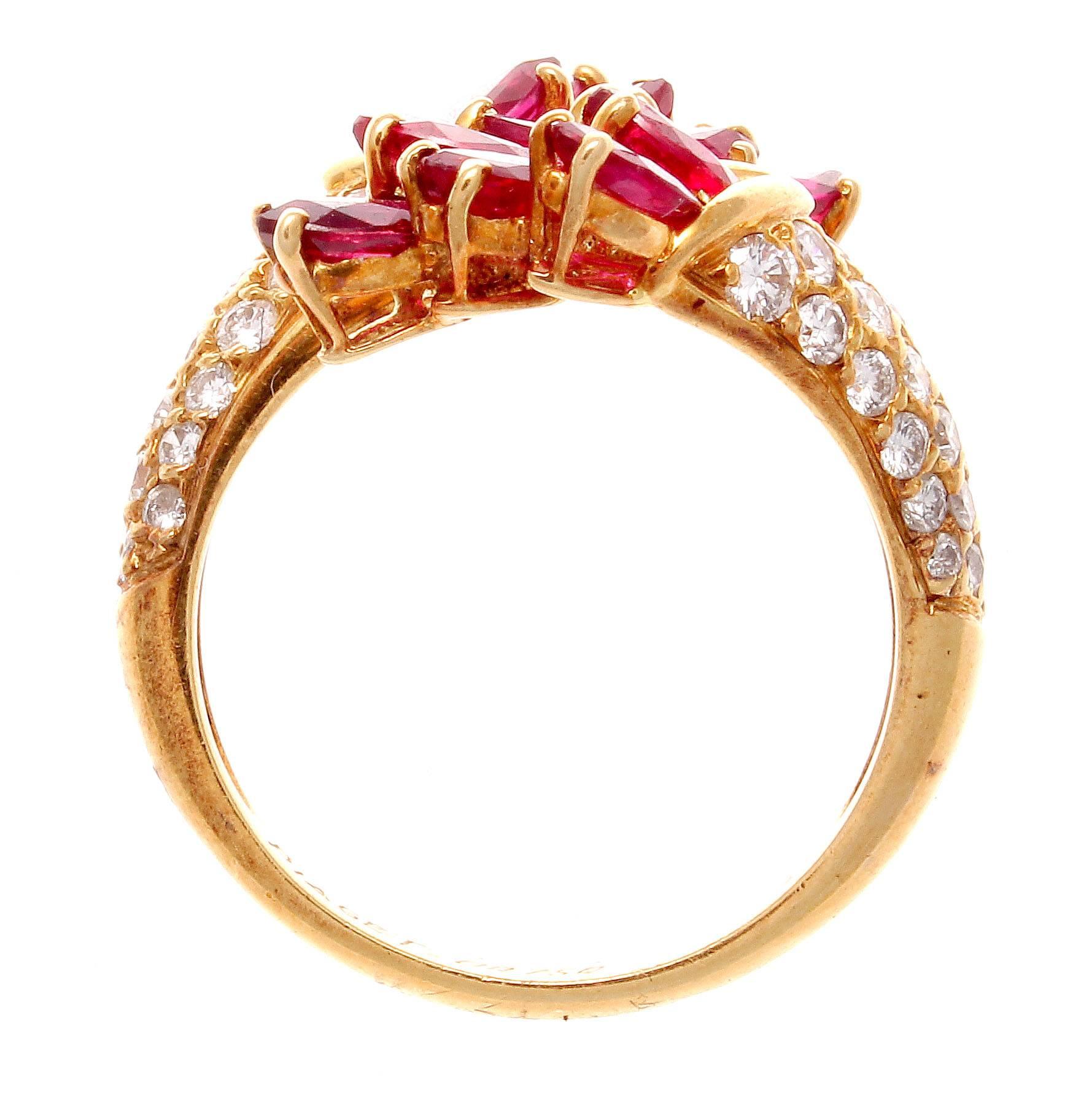 Piaget Ruby Diamond Gold Bypass Ring In Excellent Condition In Beverly Hills, CA