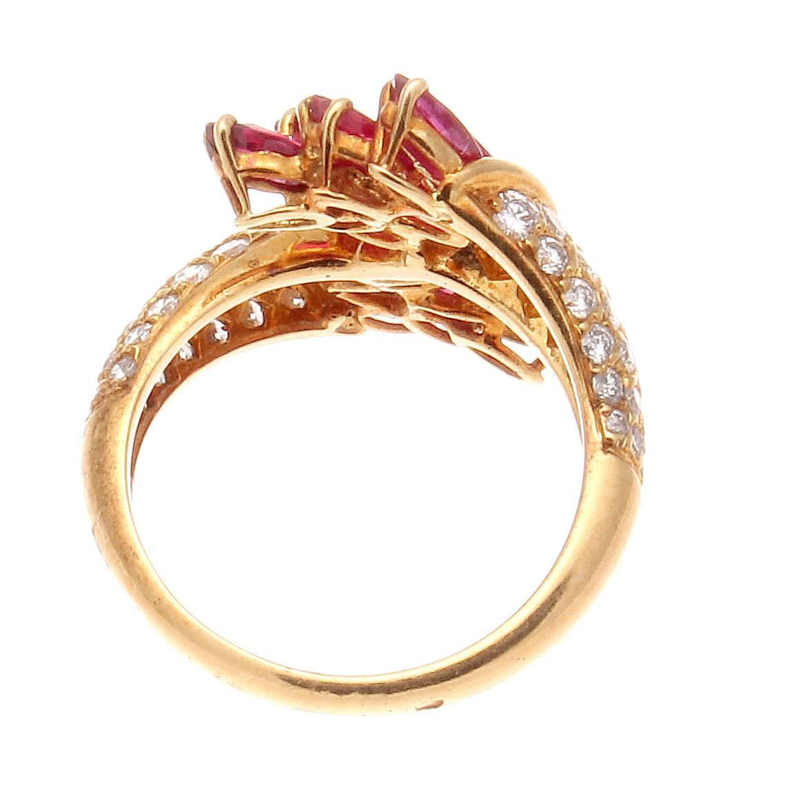 Women's Piaget Ruby Diamond Gold Bypass Ring