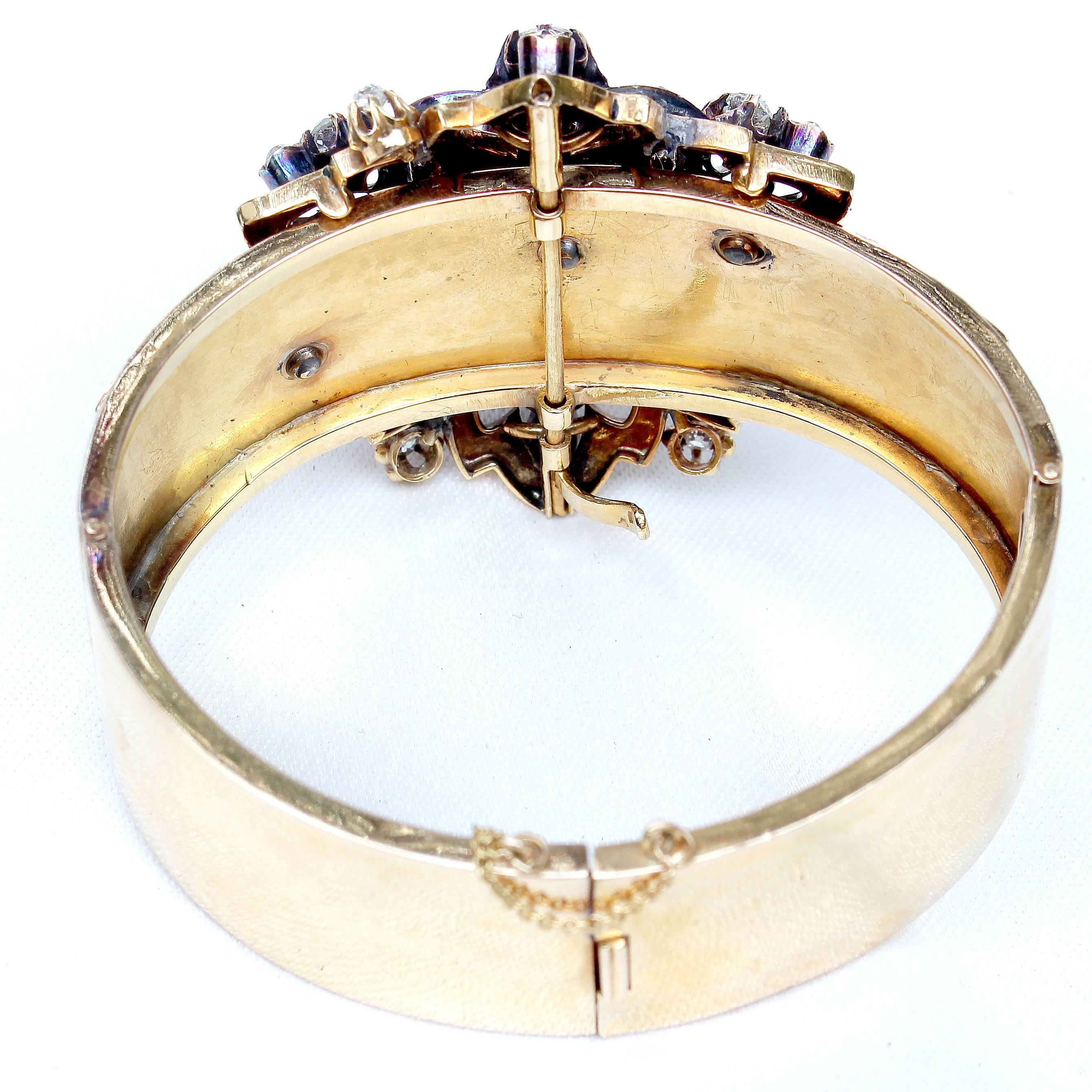 Women's 19th Century Victorian Diamond Enamel Gold Bracelet