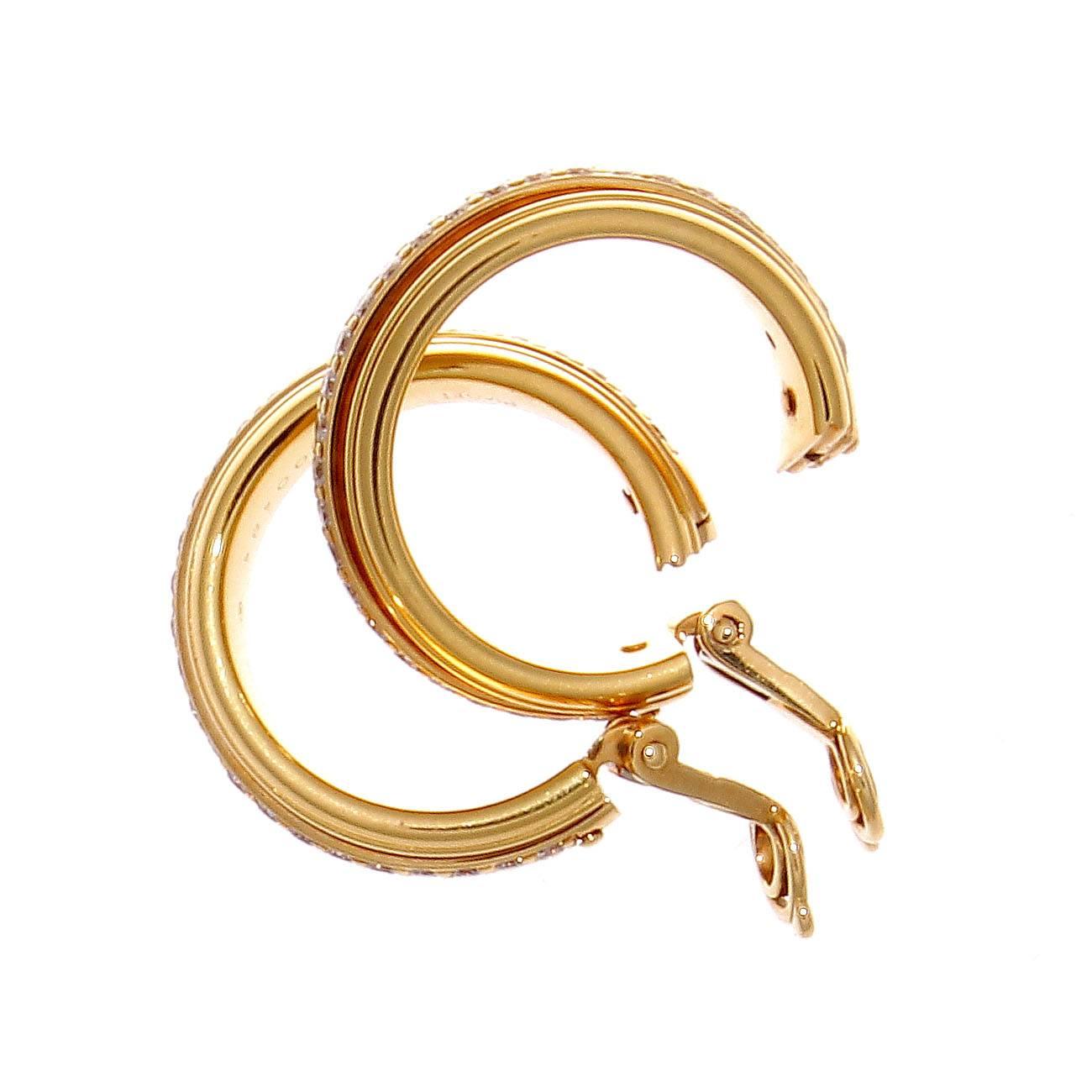 Modern Piaget Possession Diamond Gold Hoop Earrings