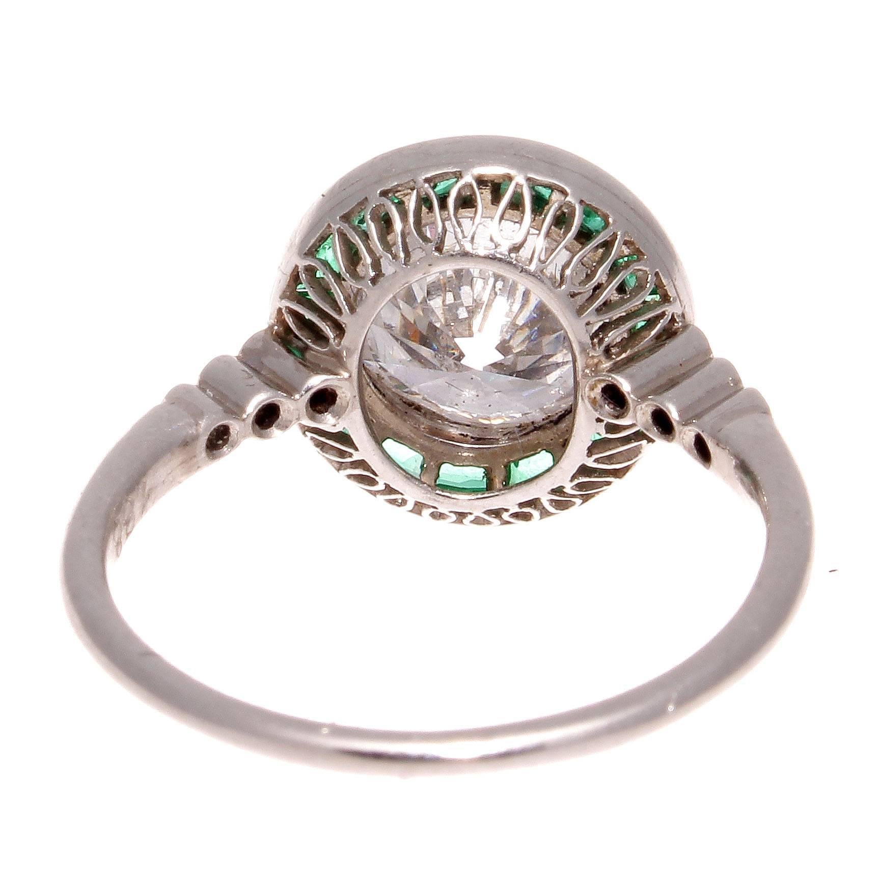 Women's 1.88 Carat Diamond Emerald Platinum Ring
