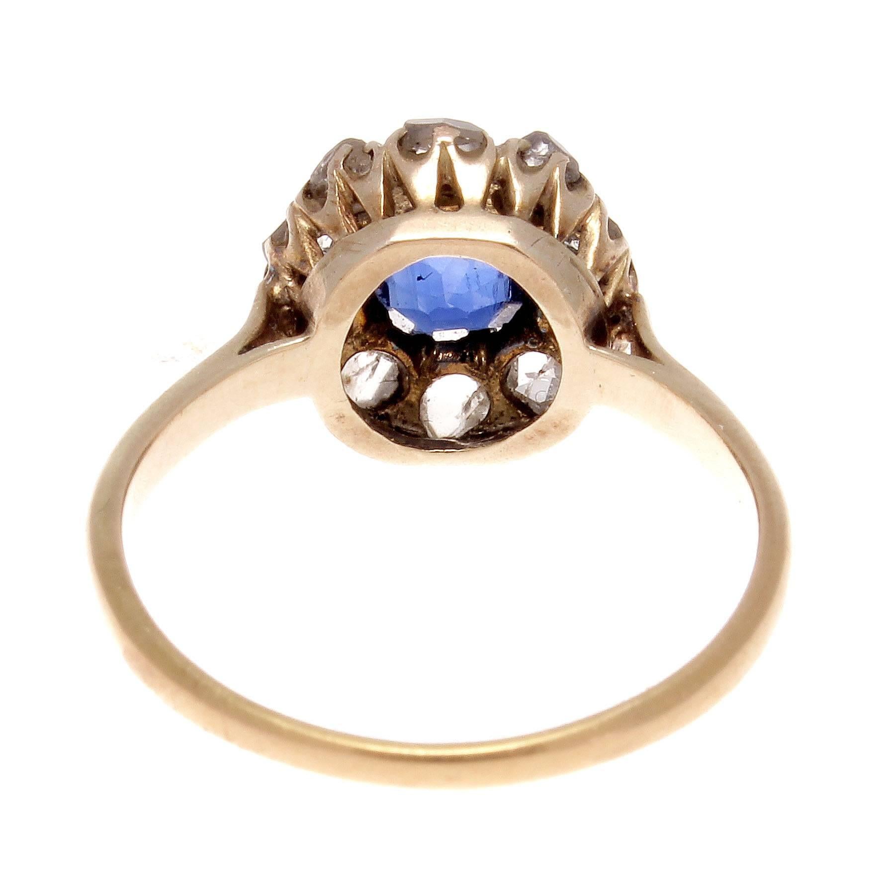 Women's Victorian Sapphire Diamond Gold Cluster Ring