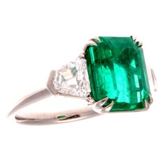 5.04 Carat Colombian Emerald Diamond Platinum Ring