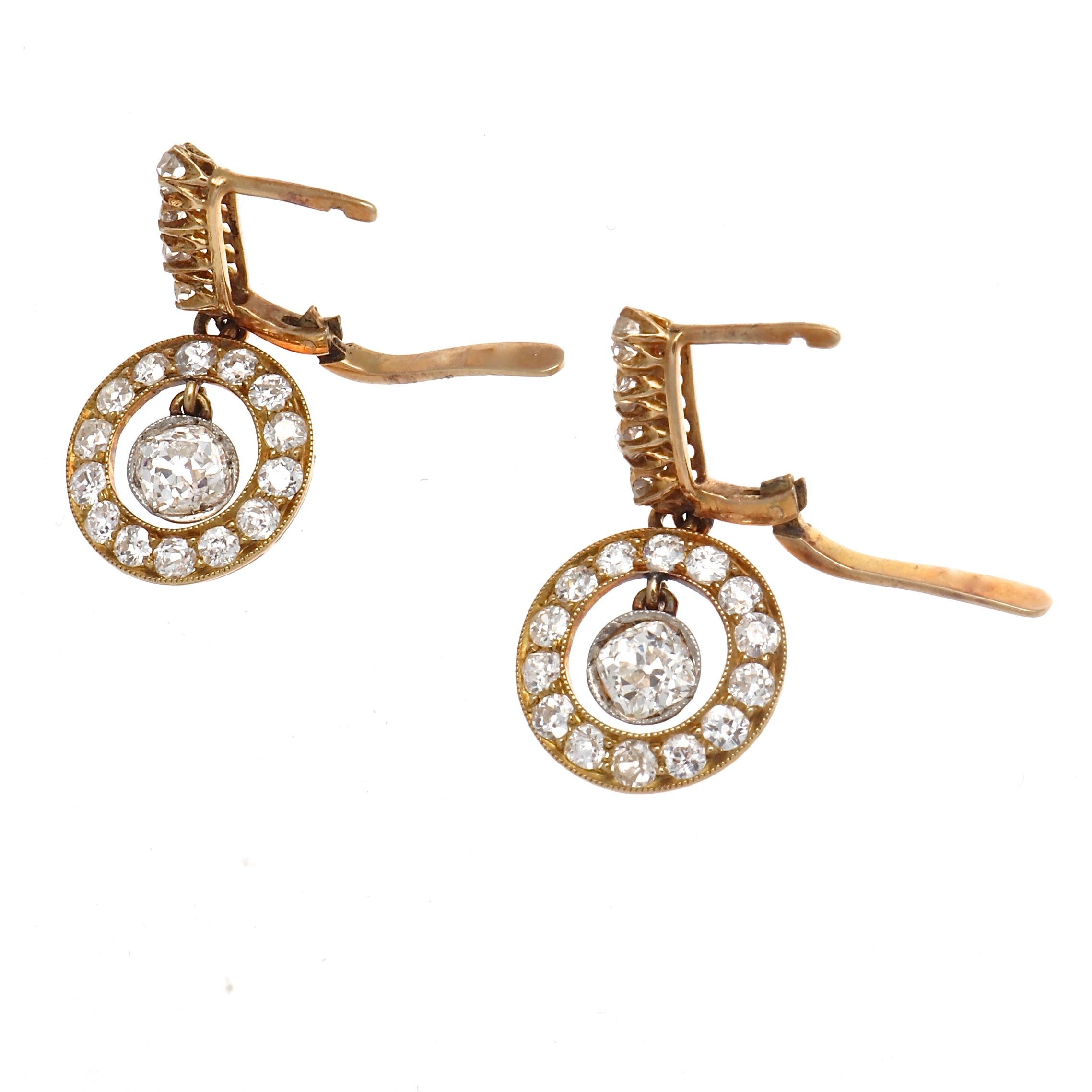 Victorian Diamond Gold Drop Earrings