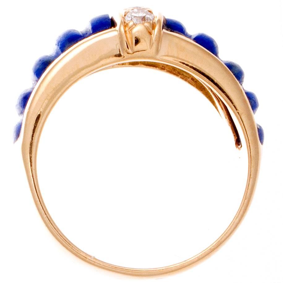 Van Cleef & Arpels Lapis Lazuli Diamond Gold Ring In Good Condition In Beverly Hills, CA
