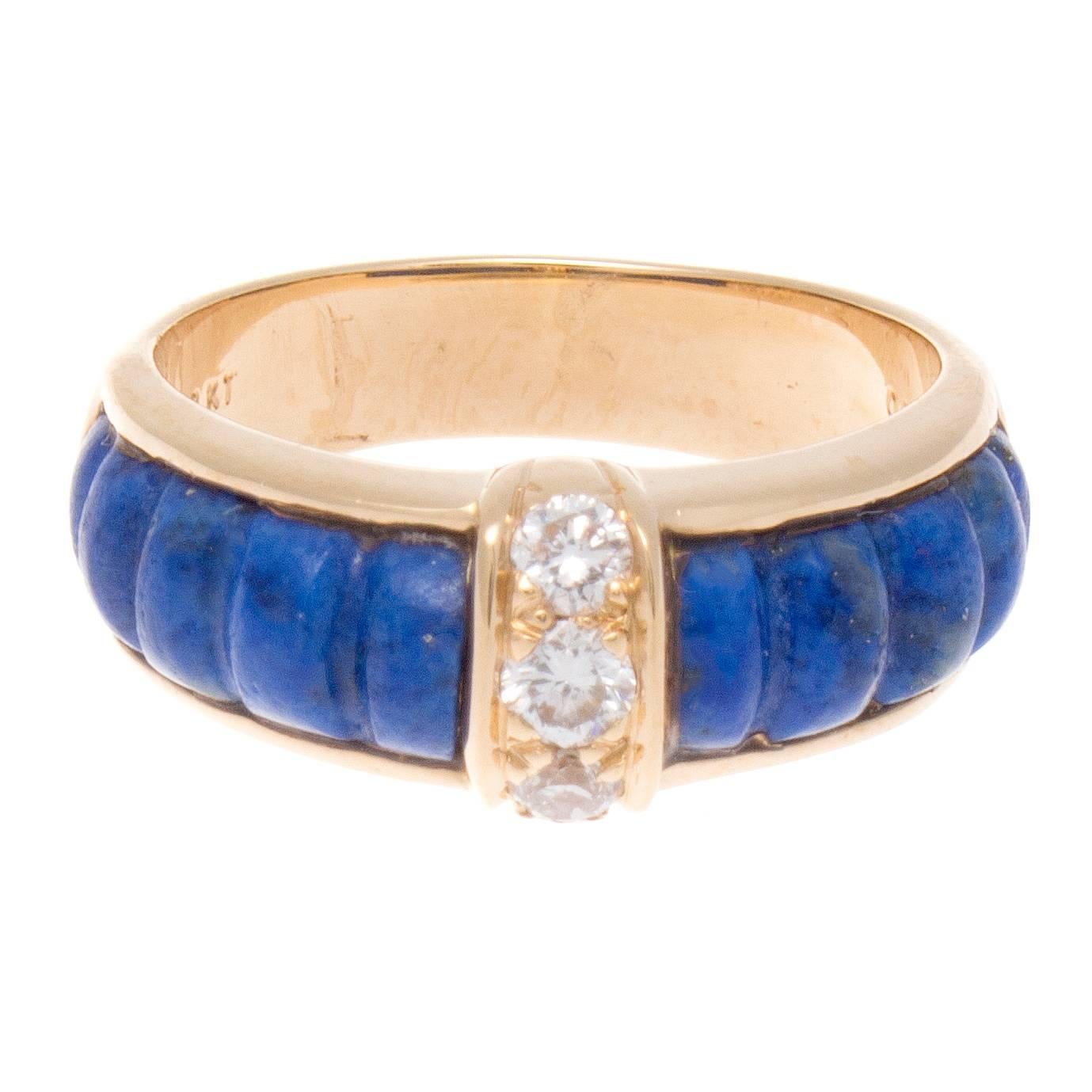 Van Cleef & Arpels Lapis Lazuli Diamond Gold Ring