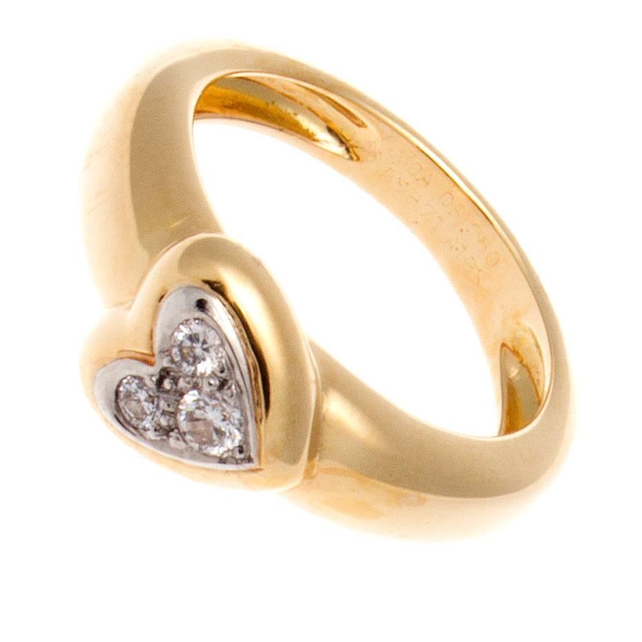 Modern Van Cleef & Arpels Diamond Gold Heart Ring