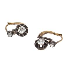 Victorian Diamond Gold Silver Earrings