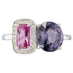 18K Weißgold Moi et Toi Ring mit violettem Spinell und rosa Saphir