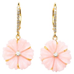 Ohrringe mit rosa Opal und Diamanten in 18-karätigem Gelbgold
