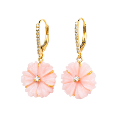 Ohrringe mit rosa Opal und Diamanten in 18-karätigem Gelbgold