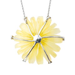 Yellow Onyx and Diamond Statement Necklace in 18K White Gold