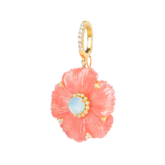 Anhänger aus Rhodochrosit, Opal und Diamanten in 18-karätigem Gelbgold