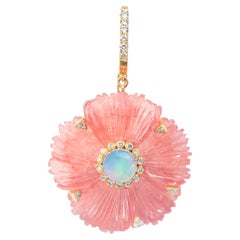 Rhodocrosite, Opal and Diamond Statement Necklace in 18K Yellow Gold