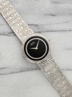 Vintage 1975 Piaget Tuxedo 12343A15 18K White Gold Onyx Diamond Dial Auto 34mm