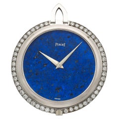 Vintage 1960s Piaget Pocket Watch 995 Platinum Lapis Lazuli Diamond Manual 42mm