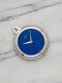 Vintage 1960s Piaget Pocket Watch 995 Platinum Lapis Lazuli Diamond Manual 42mm