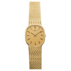 Vintage-Modell aus den 1970er Jahren: Patek Philippe Ellipse 3605/001, 18 Karat Gelbgold, champagnerfarbenes Zifferblatt, Automatikwerk, 33 mm