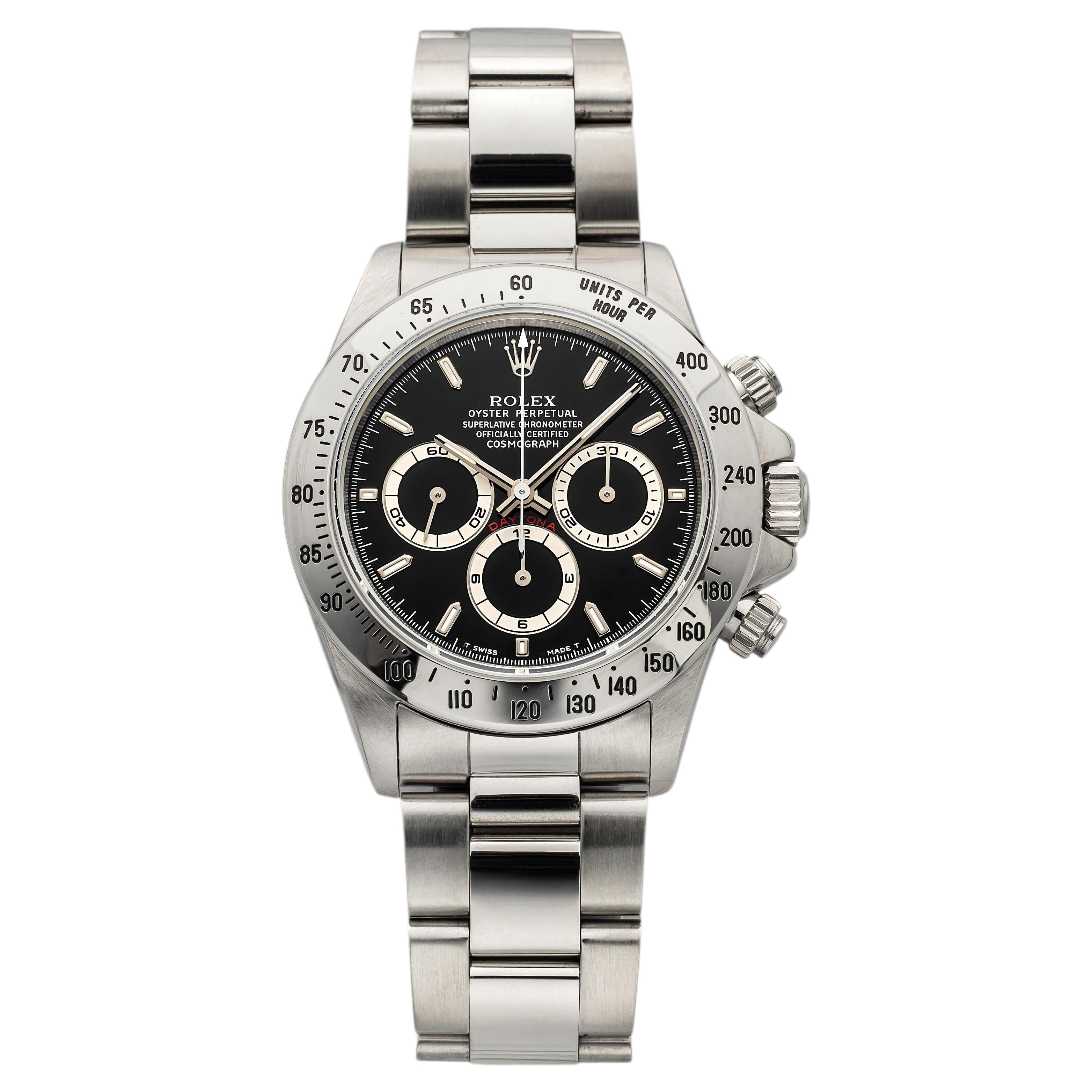 Rolex Daytona 16520 vintage de 1996, acier inoxydable, cadran noir, mécanique, 40 mm