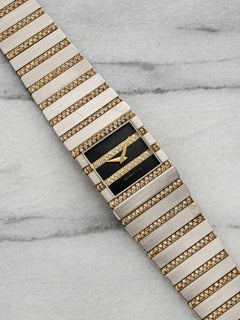 Vintage 1980s Piaget Polo 7131 C705 18K WG & YG Diamond Gadroon Dial Quartz 25mm