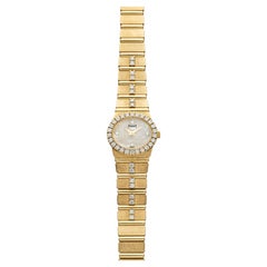 Vintage Piaget Lady Polo aus den 1970er Jahren, Modell 8306 C702, 18 Karat Gelbgold, Perlmutt-Zifferblatt mit Diamanten, Quarzwerk, 22 mm
