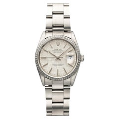 Rolex Datejust 16220 del 1991, acciaio inossidabile, quadrante argento con motivo a trama, movimento automatico, 36 mm