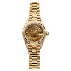 Vintage 1986 Rolex Lady Datejust 69178 18K YG Birch Wood Dial Auto 26mm